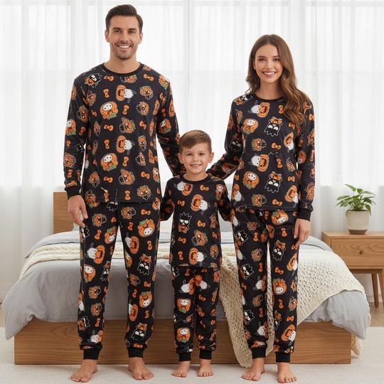 Halloween Family Pajamas Set, Ghost Long Sleeve PJs, Pumpkin Christmas Pajamas, Matching Pyjama Set, Xmas Gift For Family