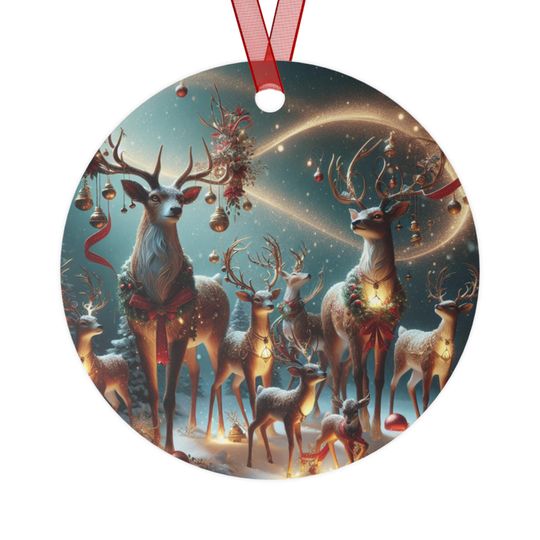 Discover Festive Reindeer Metal Ornament, Holiday Tree Decoration