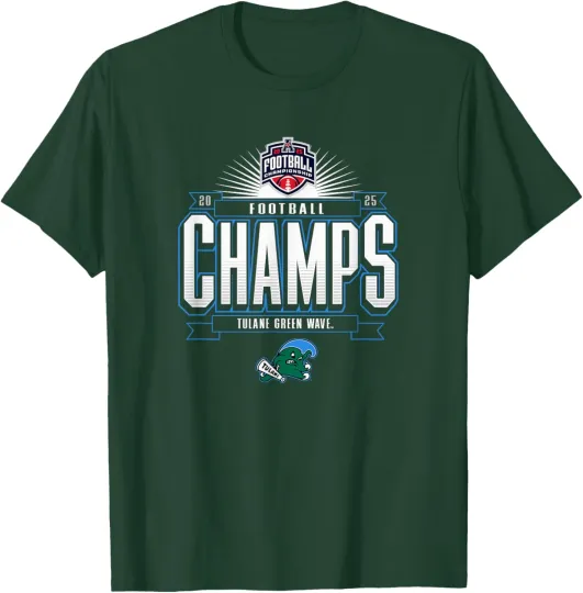 Discover Tulane Green Wave AAC Champs 2025 Football Locker Room T-Shirt