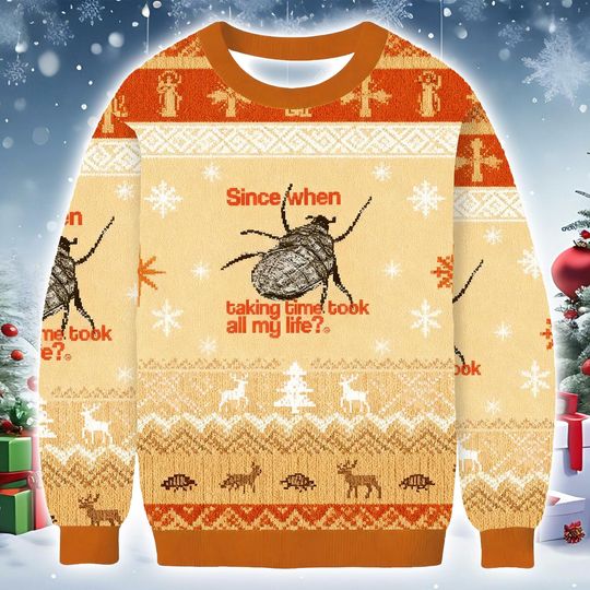 Discover Funny Christmas Sweater Beetle Slogan "Took All My Life": Sublimation Print Knit-Look Jumper