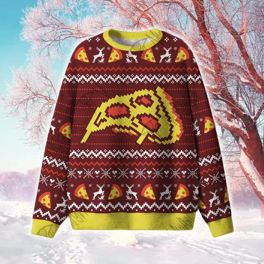 Holiday Food Lover Crewneck Sweater 2025: Ugly Christmas Knit Style Apparel