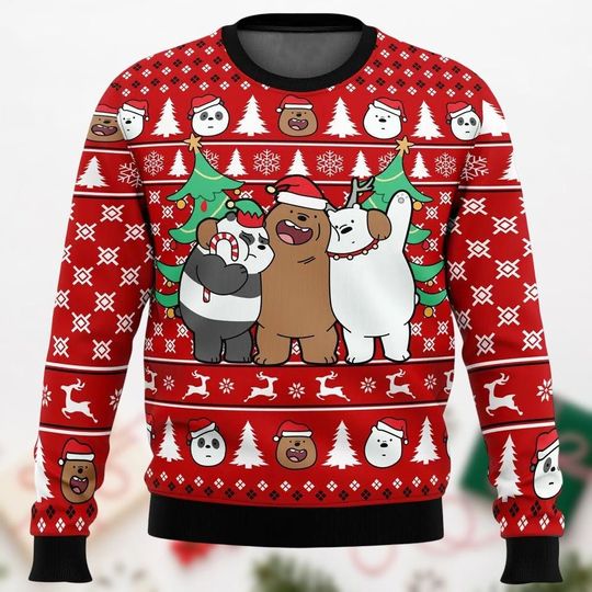 Discover Funny We Bare Bears Ugly Christmas Sweater, Meme Bears sweaters, Panda Sweater Kid, Cartoon Xmas Holiday Gift