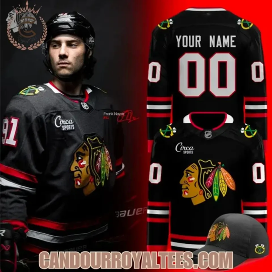 Discover Custom Chicago Blackhawk Back in Black Hockey Jersey Unisex
