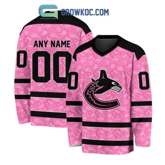 Discover Custom Vancouver Canuck Special Pink Breast Cancer Hockey Jersey Long Sleeve