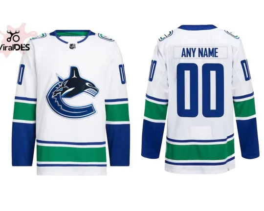 Discover Custom Vancouver Canuck Away Primegreen Pro White Hockey Jersey