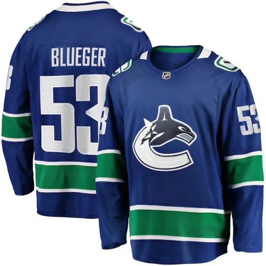 Discover Teddy-Blueger Blue Vancouver Canuck Home Breakaway Hockey Jersey