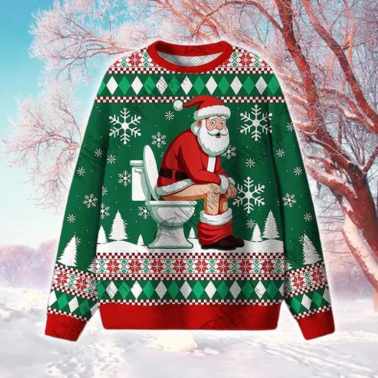 Discover Holiday Funny Santa Crewneck Sweater 2025: Ugly Christmas Knit Style Apparel