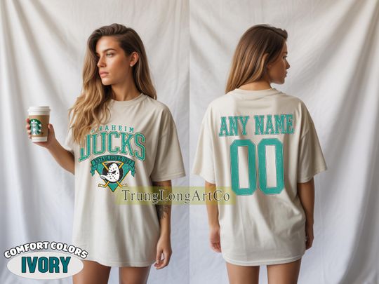 Personalized Anaheim Ducks T-Shirt | T-Shirt for Hockey Fans | Custom Number | Retro Team Shirt