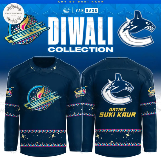 Vancouver Canuck 2025 Navy Diwali Skate Hockey Jersey