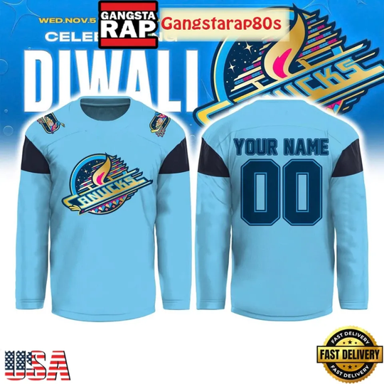 Custom Vancouver Canuck Celebrating Diwali 2025 Hockey Jersey