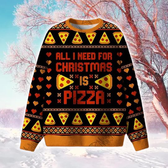 Discover Holiday Pizza Slice Crewneck Sweater 2025: Ugly Christmas Knit Style Apparel