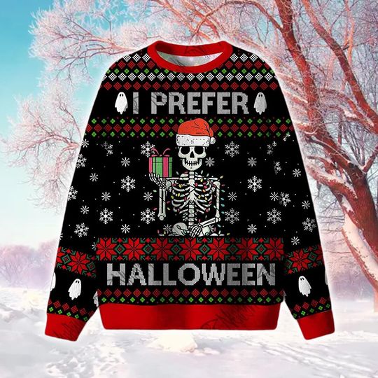 Discover Holiday Skeleton Crewneck Sweater 2025: Ugly Christmas Knit Style Apparel
