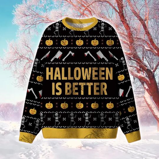 Discover Holiday Horror Crewneck Sweater 2025: Ugly Christmas Knit Style Apparel