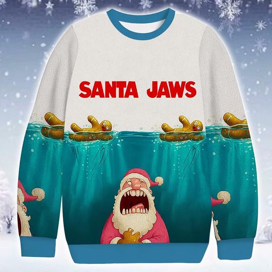 Discover Novelty Christmas Jumper Santa Horror Movie Parody Sweater 2025: Unique Humor Printed Holiday Apparel