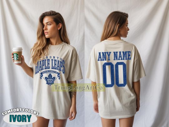 Discover Personalized Comfort Colors Toronto Maple Leafs T-Shirt | Comfort Colors T-Shirt for Hockey Fans | Custom Number | Retro Team Shirt
