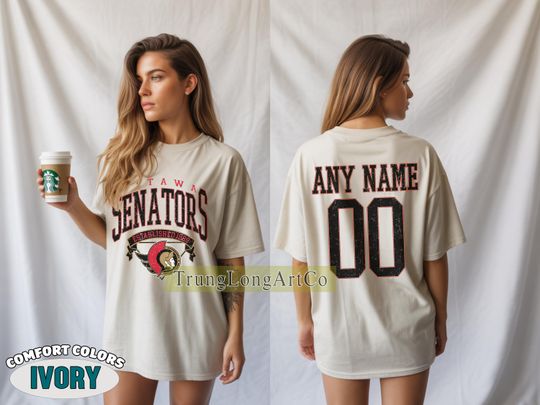 Discover Personalized Comfort Colors Ottawa Senators T-Shirt | Comfort Colors T-Shirt for Hockey Fans | Custom Number | Retro Team Shirt