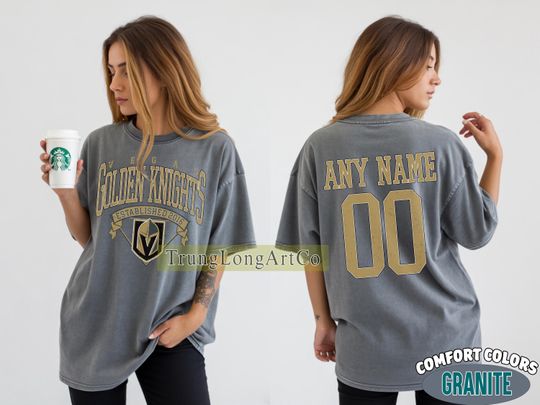 Discover Personalized Vegas Golden Knights T-shirt, Custom Name & Number Hockey Sweatshirt, Unisex Fan Gift for Sports Lovers