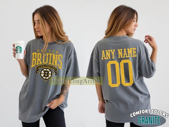 Personalized Boston Bruins T-shirt, Custom Name & Number Hockey Sweatshirt, Unisex Fan Gift for Sports Lovers