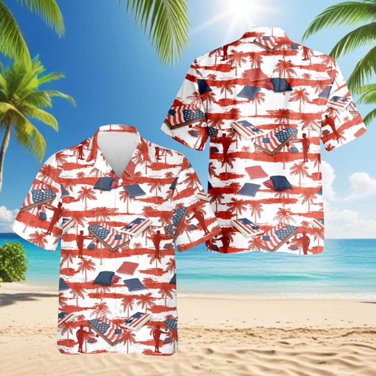 Discover Patriotic Hawaiian Shirt with American Flag, Summer 4th of July Beachwear for Men and Women
