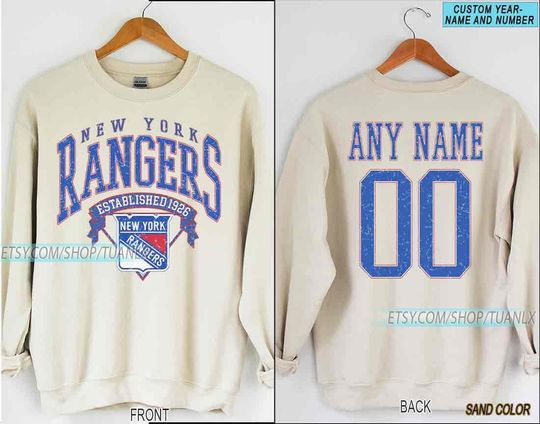 Personalized New York Hockey Sweatshirt, New York Rangers crewneck, New York Hockey shirt, Custom Hockey Shirt, Hockey Number Shirt