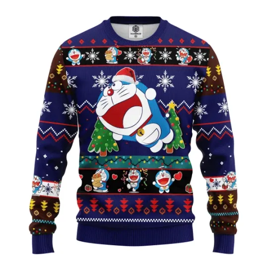 Discover Funny Doreamon Xmas Ugly Christmas Sweater Jumper