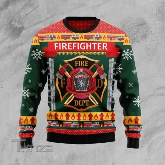 Firefighter Xmas Ugly Christmas Sweater Jumper