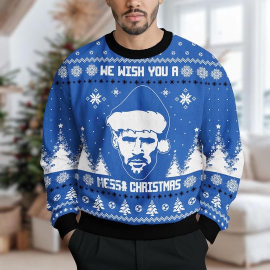 Discover Christmas GOAT Mezzi Ugly Sweater, Santa Hat Knit Sweater, Soccer Legneds Xmas Sweater, Holiday Gift For Soccer Fans