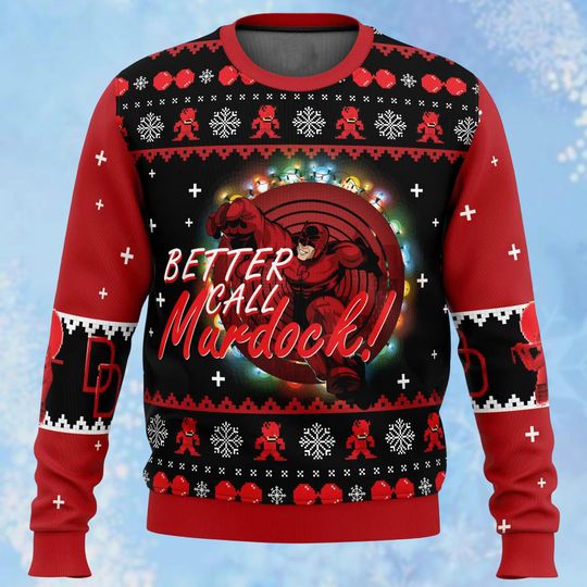 Funny Daredevil Ugly Christmas Sweater, Meme Daredevil Sweaters, Murdock Sweater, Marvel Holiday Gift