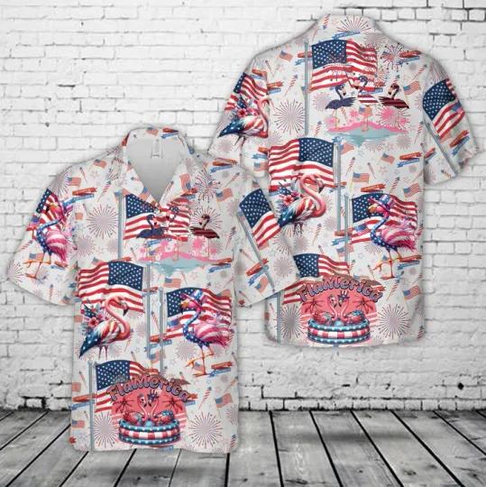 Discover Independence Day Patriotic Flamingo, 4th Of July Hawaiian Shirt