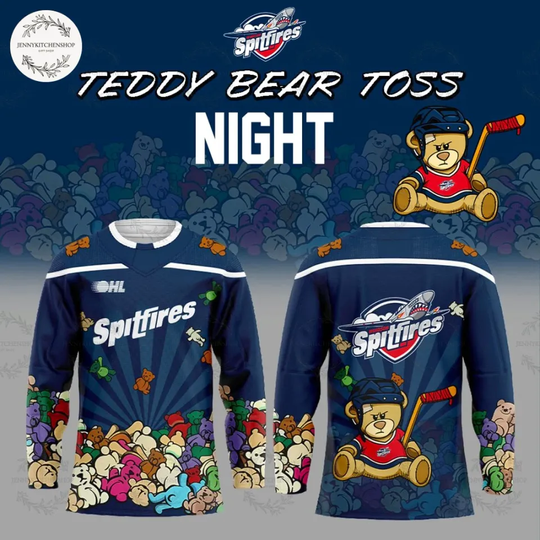 Discover Windsor 1Spitfire Teddy1 1Bear Toss Night 2025 Hockey Jersey