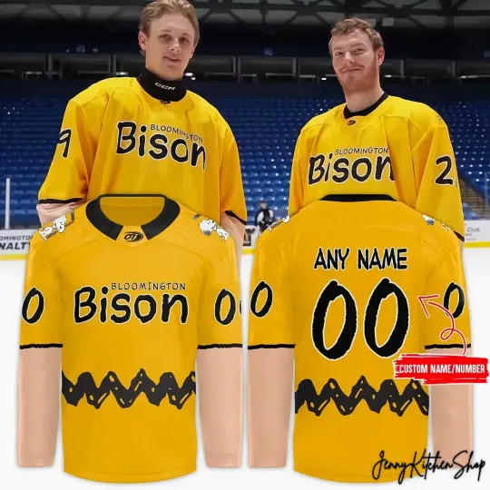Discover Custom Bloomington-Bison 2025 Peanut Teddy Bear Toss Hockey Jersey