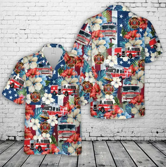 Discover Fire Trucks 4th Of July Hawaiian Shirt Style 3