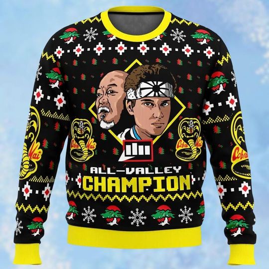Funny Karate Kid Ugly Christmas Sweater, Meme Karate Kid Sweaters, Cobra Kai Sweater, Xmas Holiday Gift