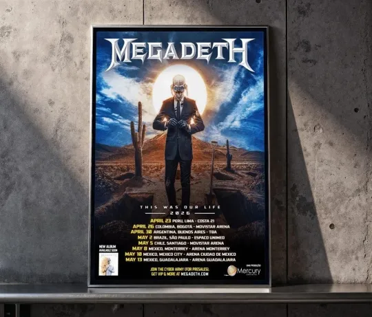 Megadeth Latin America 2026 Tour Vertical Poster