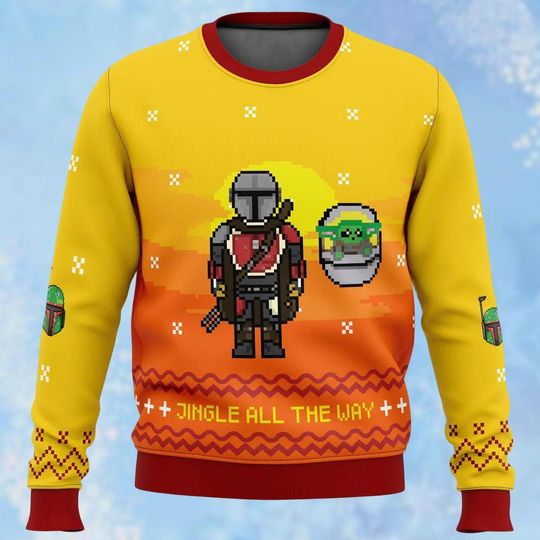 Funny Star Wars Ugly Christmas Sweater, Meme Star Wars sweaters, Mandalorian Sweater, Xmas Holiday Gift