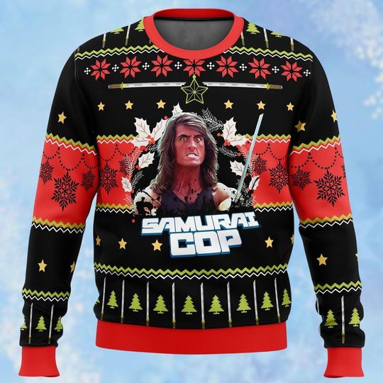 Discover Funny Samurai Cop Ugly Christmas Sweater, Meme Samurai Cop sweaters, Samurai Sweater Kid, Vintage Christmas gifts