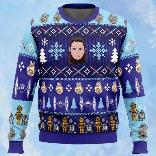 Funny Star Wars Ugly Christmas Sweater, Meme Star Wars Sweaters, Rey Sweater, Star Wars Holiday Gift