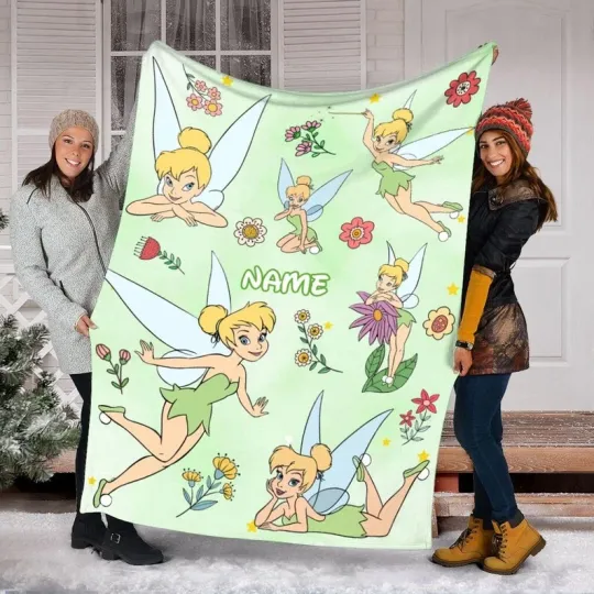 Discover Personalized Disney Tinker Bell Fairy Fleece Blanket