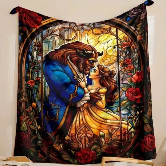 Discover Beauty And The Beast With Red Roses Fleece Blanket