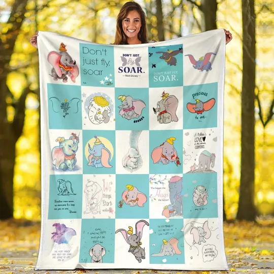 Discover Dumbo Fleece Blanket | Disneyland Blanket | Dumbo Elephat, Dumbo Fleece Blanket