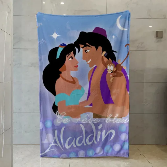 Cartoon Aladdin, Abu And Jasmine Princess Fleece Blanket Bedding