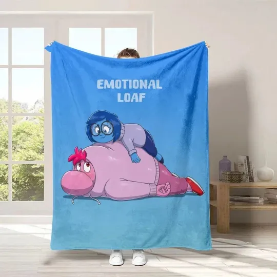 Discover Inside Out 2 Plush Blanket, Blue Fleece Blanket, Disney Blanket