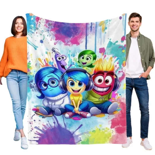 Discover Inside Out Flannel Blanket, Disney Movie Cartoon Fleece Blanket