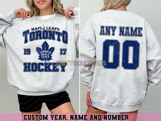 Discover Personalized Toronto Hockey Sweatshirt, Toronto Maple Leafs crewneck, Toronto Hockey shirt, Custom Hockey Shirt, Hockey Number Shirt
