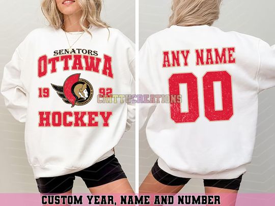 Discover Personalized Ottawa Hockey Sweatshirt, Ottawa Senators crewneck, Ottawa Hockey shirt, Custom Hockey Shirt, Hockey Number Shirt