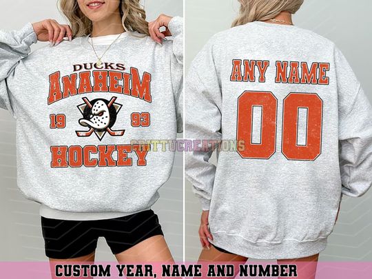 Personalized Anaheim Ducks Sweatshirt, Anaheim Ducks shirt, Anaheim Hockey shirt, Custom Hockey Shirt, Hockey Number Shirt