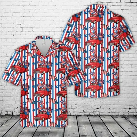 Discover 4th of July Truck Hawaiian Shirt