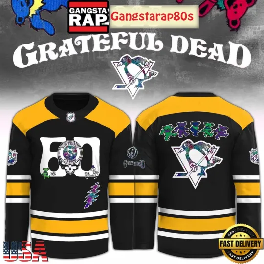 Discover Pittsburgh Penguin x Gratef.ul De.ad 60 Years Special Hockey Jersey S-5XL