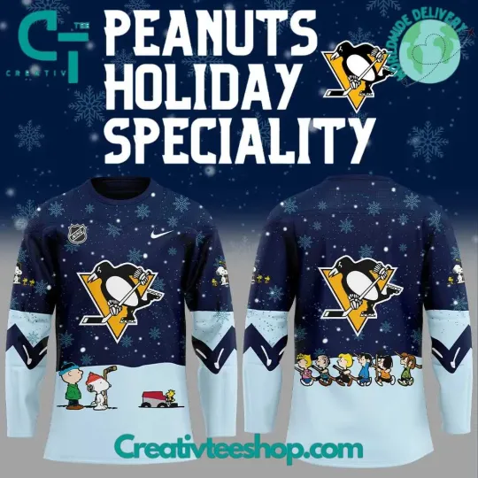 Discover Pittsburgh Penguin Peanut Holiday Speciality Hockey Jersey S-5Xl