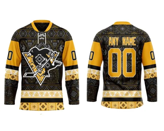Discover Custom Pittsburgh Penguin Native Design Hockey Jersey S-5XL